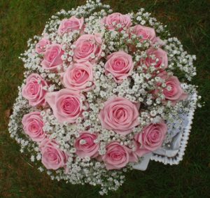 Petite Pink Roses With Gypsophila